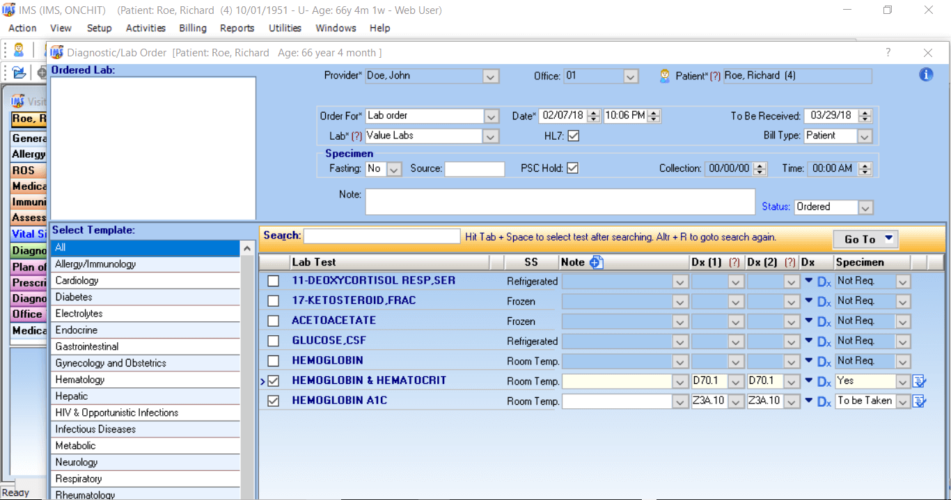 EHR Diagnostic Lab Order Software
