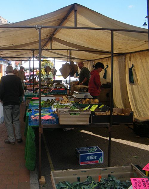 Elderly shopping at the stall
