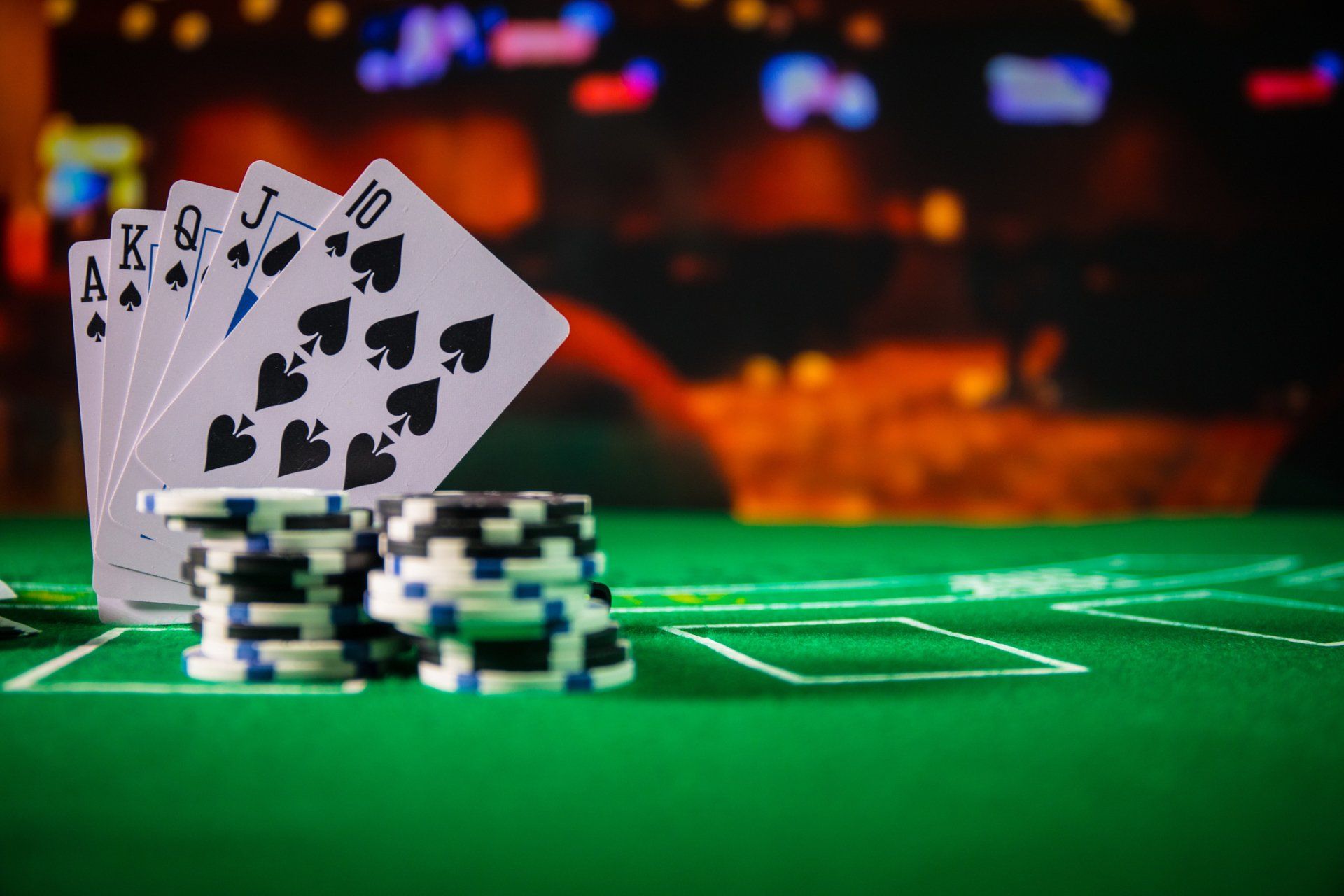 Cards And Chips On Green Felt Casino Table — Gulfport, MI — Bed, Breakfast and Beyond