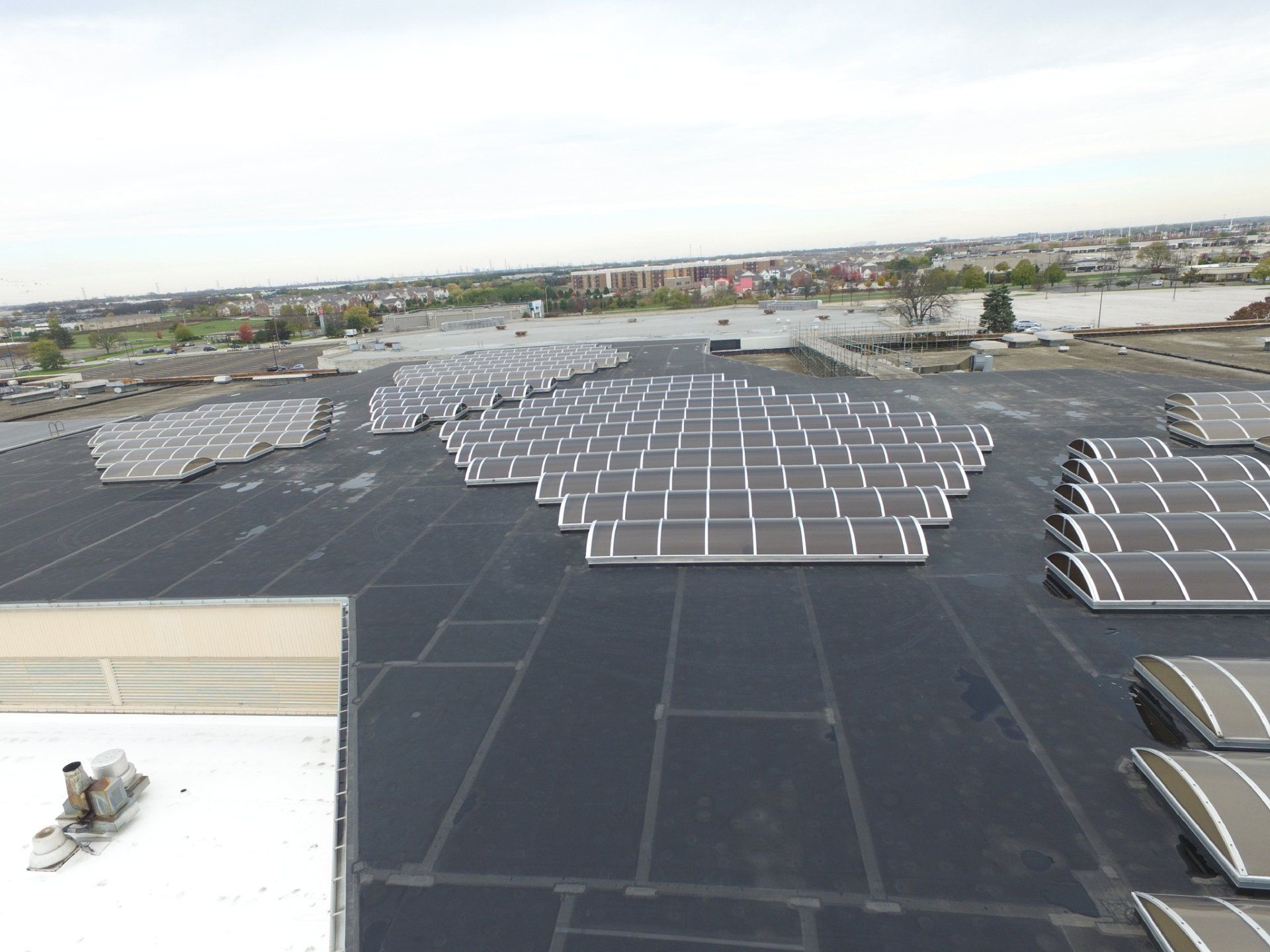 A roof with a lot of solar panels on it
