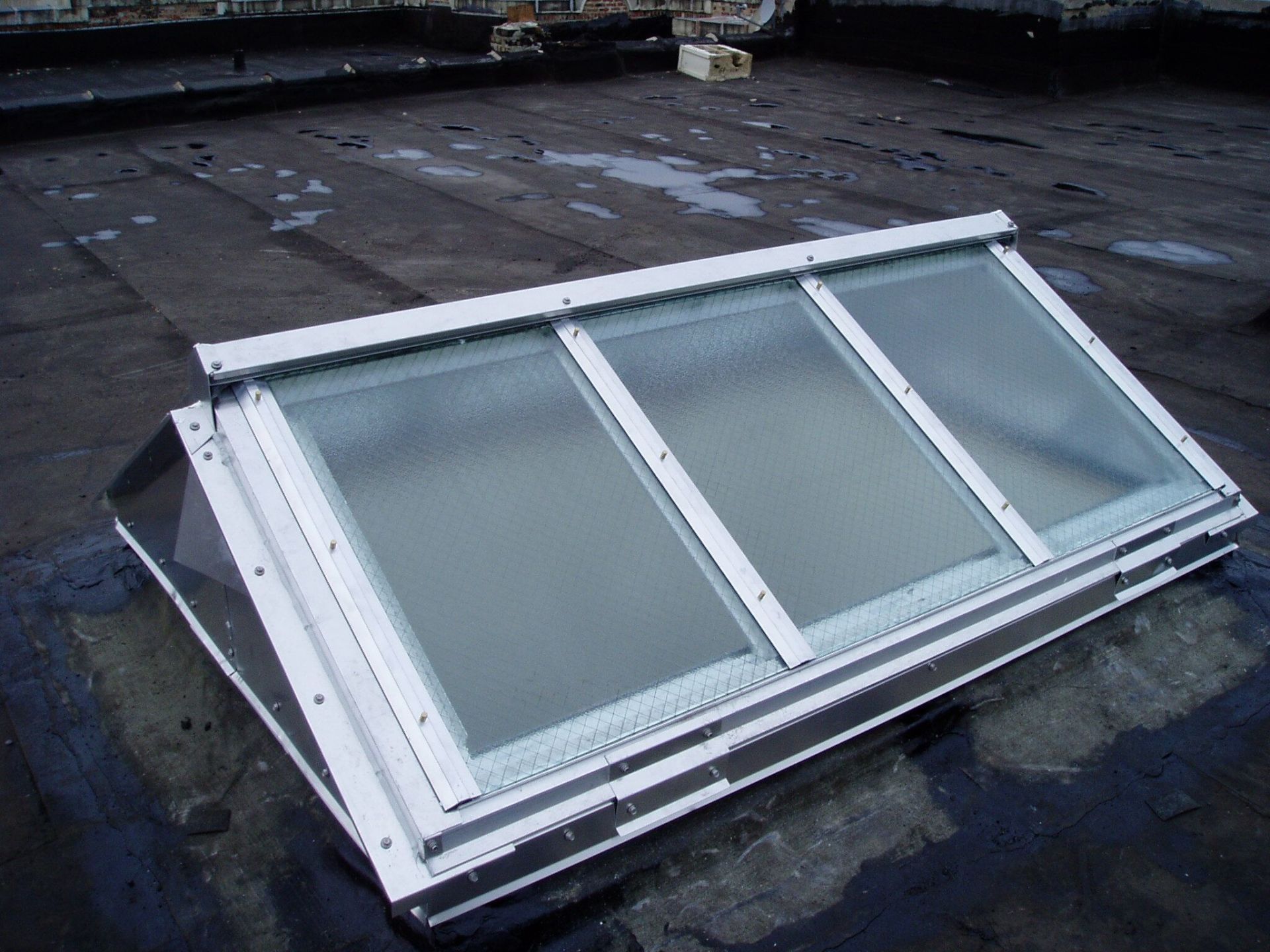 A skylight on the roof of a building
