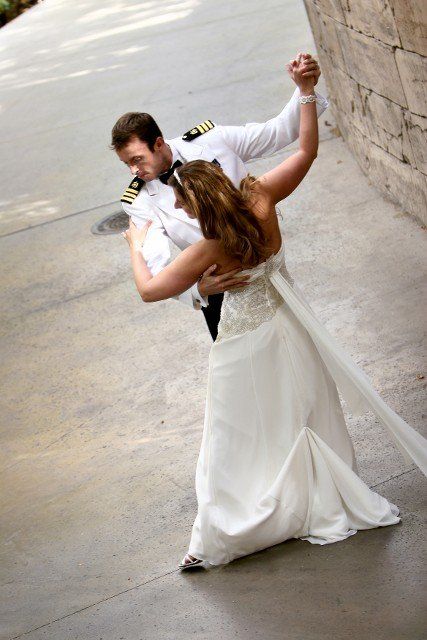 bride and groom dancing