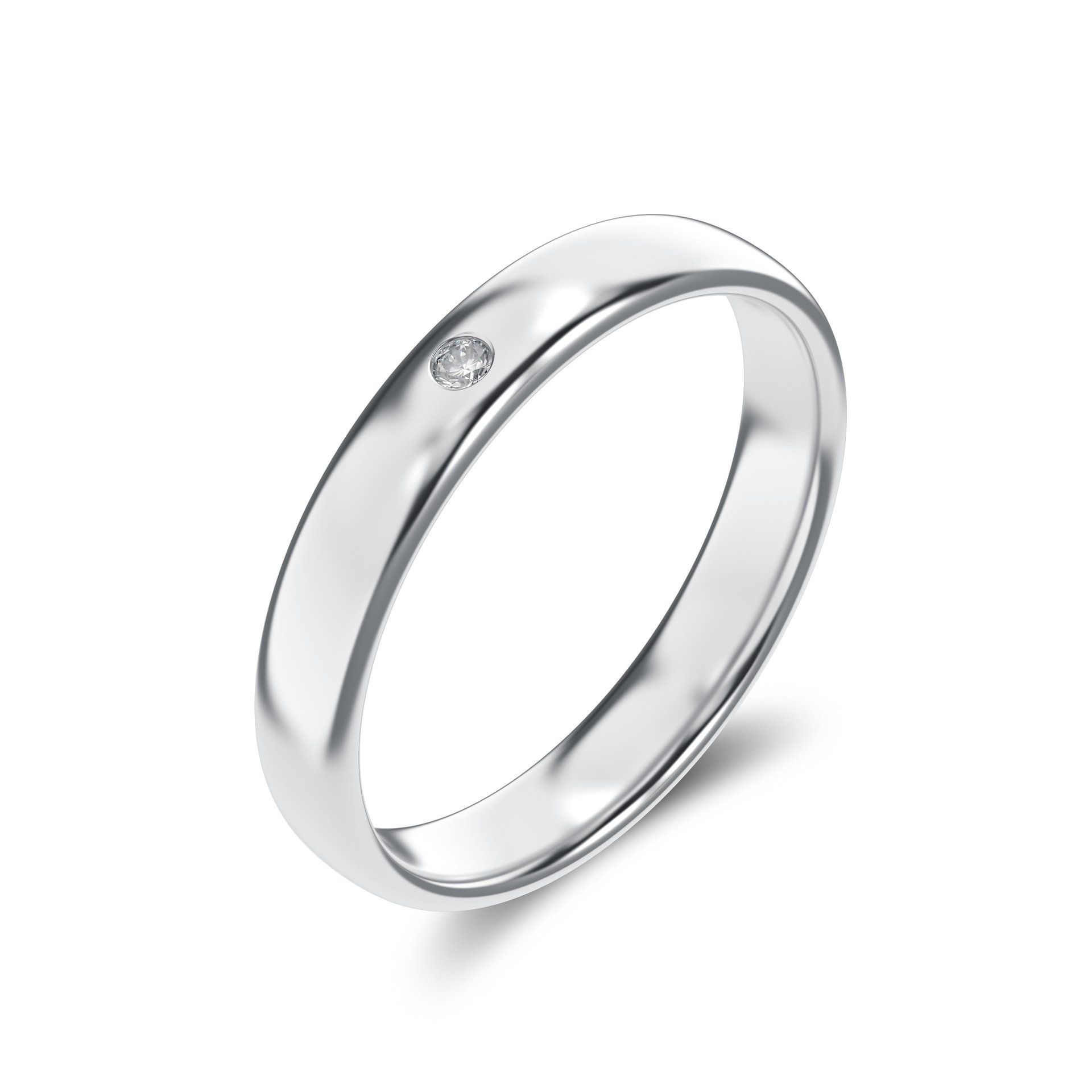 White Gold, single stone wedding band