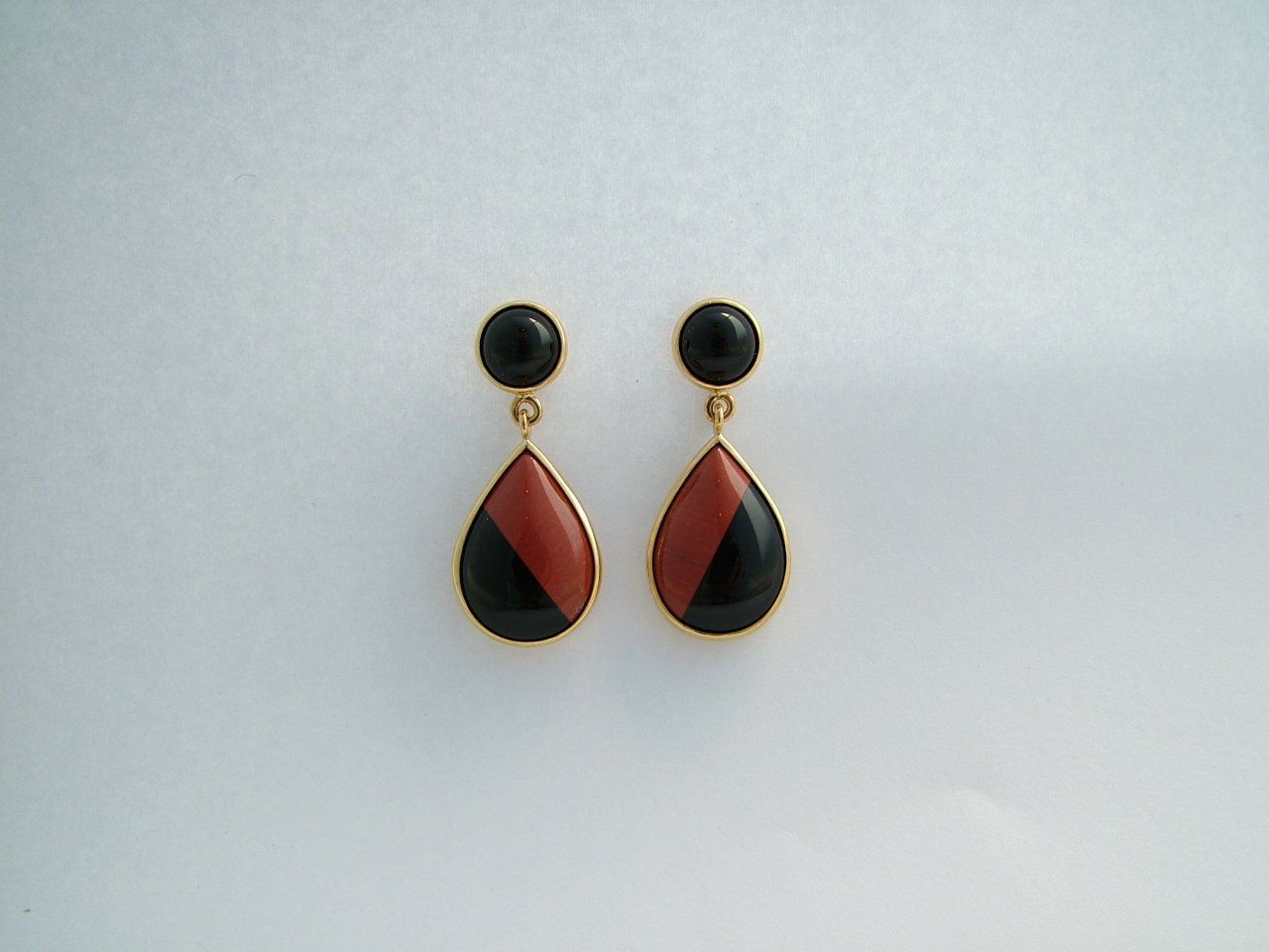 Onyx stone stud drop earrings