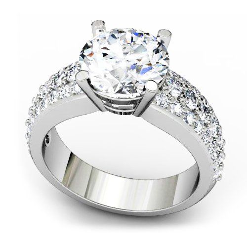 Double Diamond Band Engagement Ring