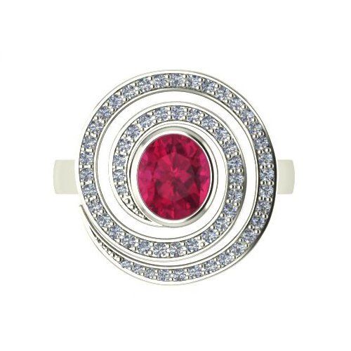 White Gold Ruby & Diamond Engagement Ring
