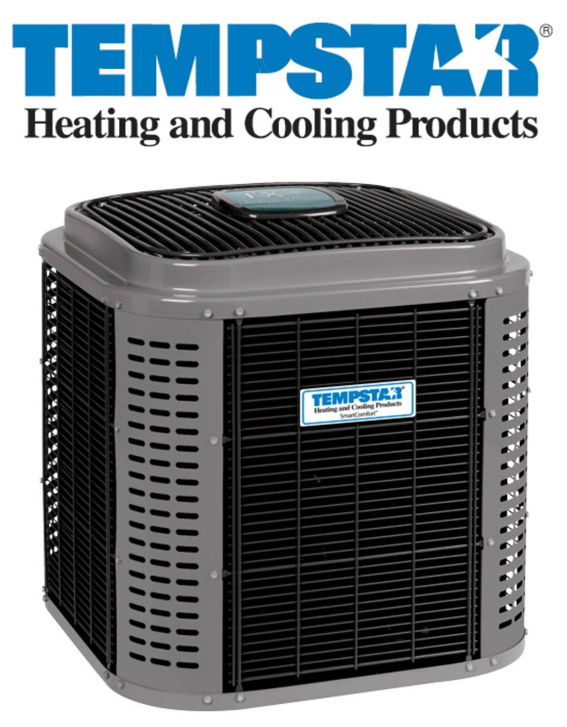 Tempstar heating and cooling products outdoor air conditioner unit in gray and black