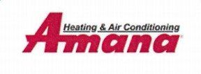 Amana Heating & Air Conditioning logo in red and gray text on a white background