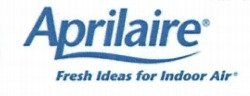 Aprilaire logo with the tagline “Fresh Ideas for Indoor Air” in blue text on white background