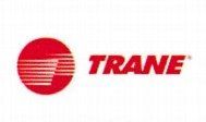 TRANE logo in red with circular emblem and wordmark on a white background