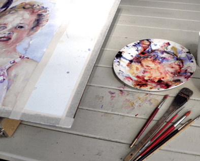 View of the tools used by artist 
