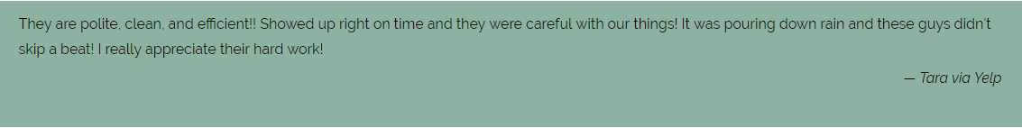 5 - Star reviews - M.K Movers - moving