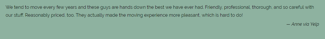 5 - Star reviews - M.K Movers - moving
