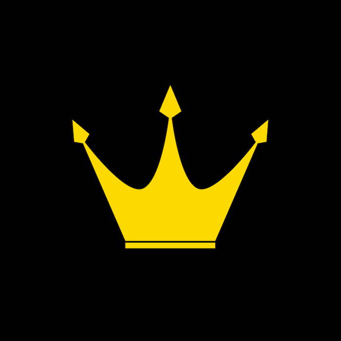 Imperial Works A yellow crown on a black background.