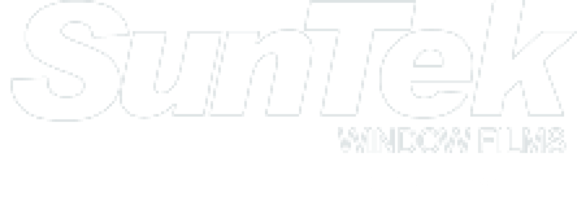 A white logo for suntek window films on a white background.