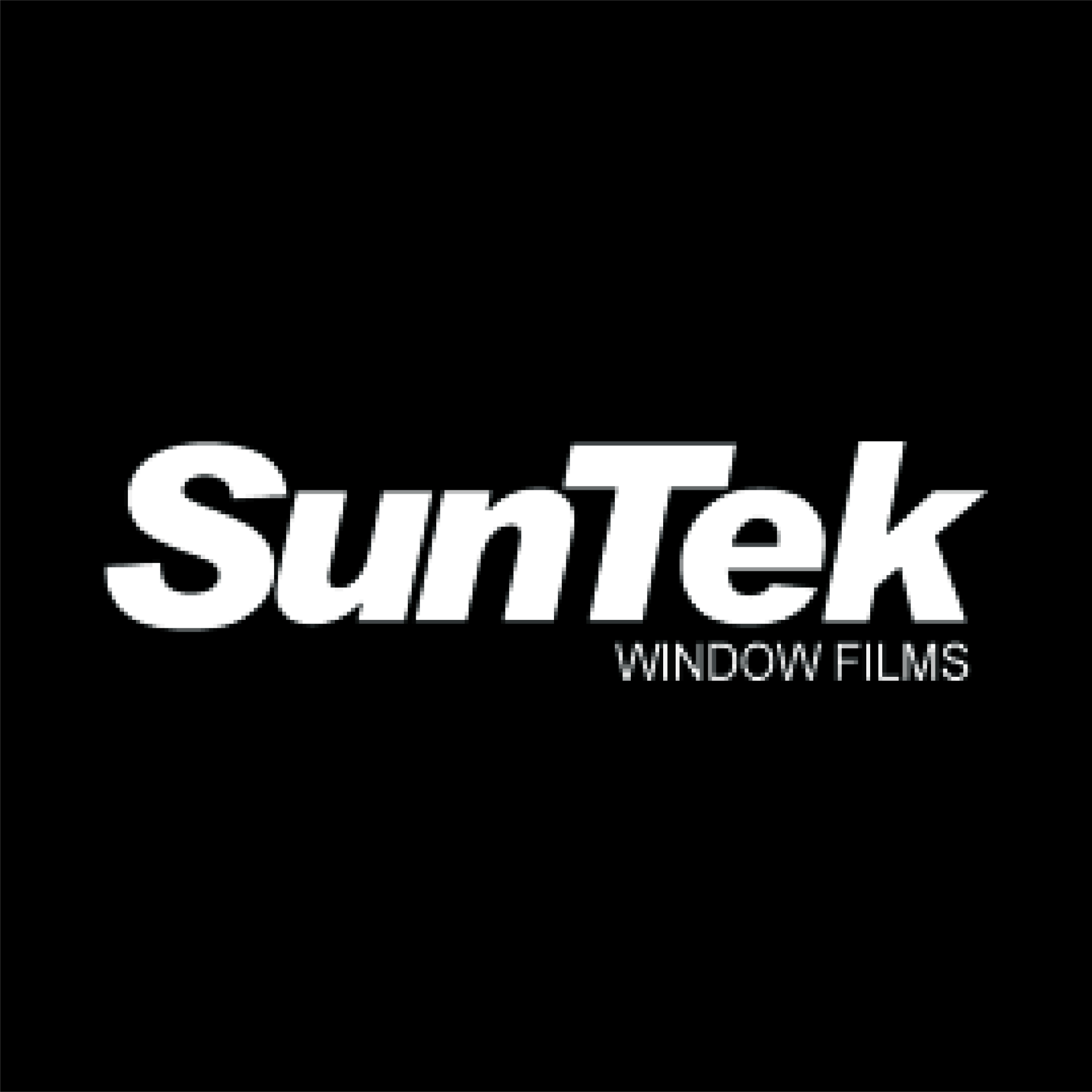 The suntek window films logo is white on a black background.