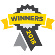 A yellow and black ribbon with the words `` winners '' written on it.