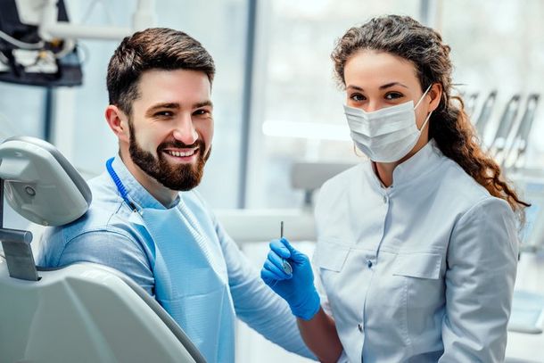 Patient And Dentist — Bloomingdale, IL — Dr Boyer & Scheive, DDS Patient And Dentist — Bloomingdale, IL — Dr Boyer & Scheive, DDS