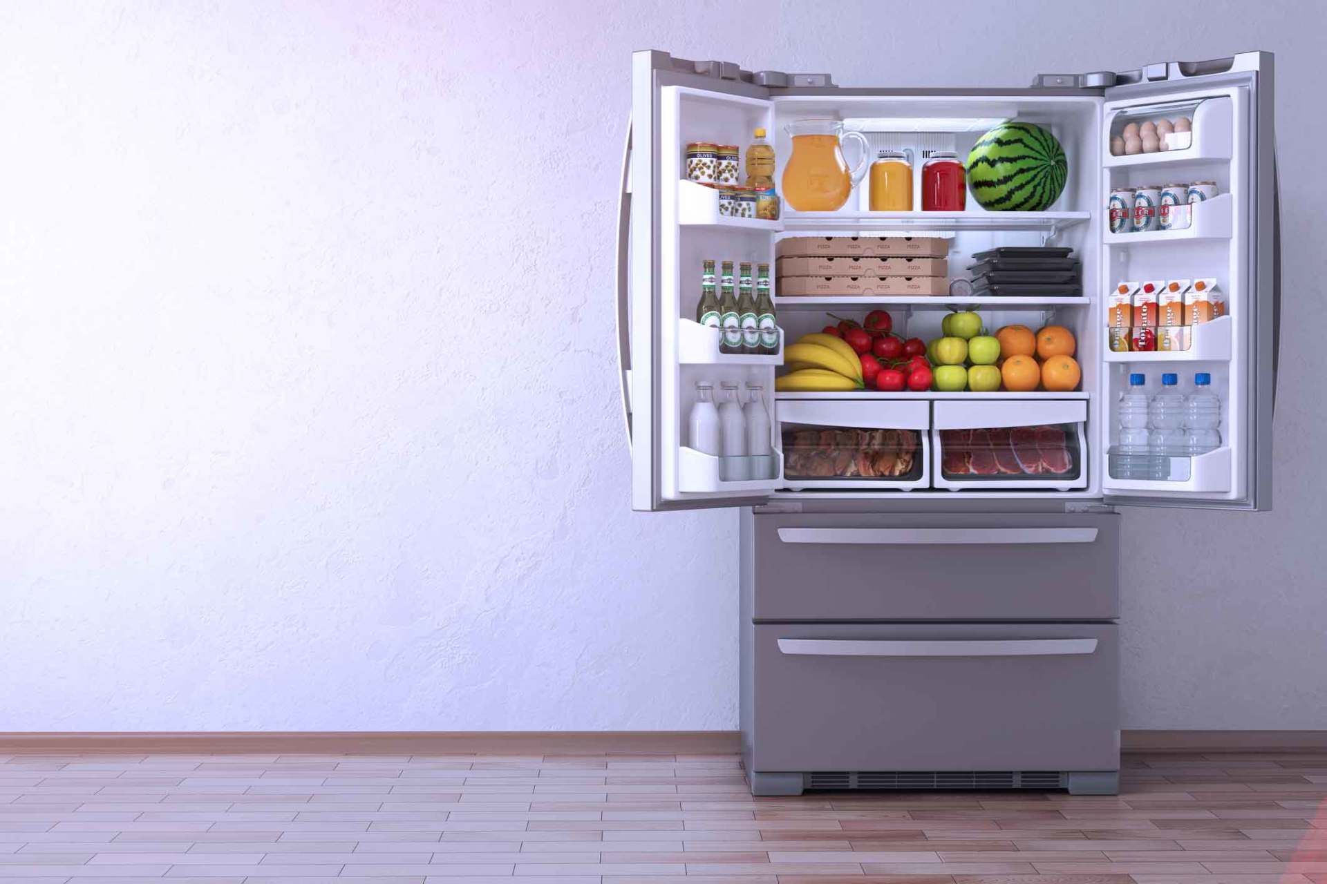 Open Fridge Refrigerator Full of Food — Indialantic, FL — Ivanhoe Appliance Service