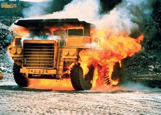 Burning Truck — East-West Fire Services In Garbutt, QLD