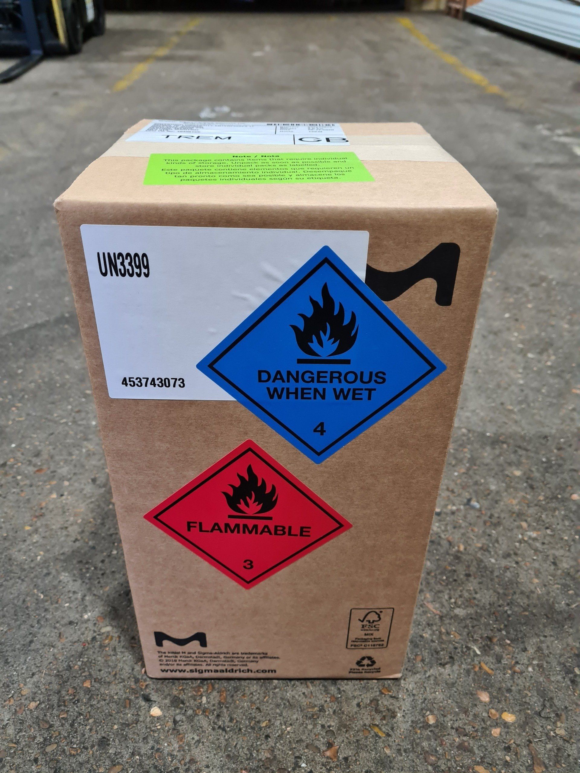 A box containing hazardous goods