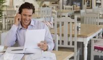 Business owner going over business insurance