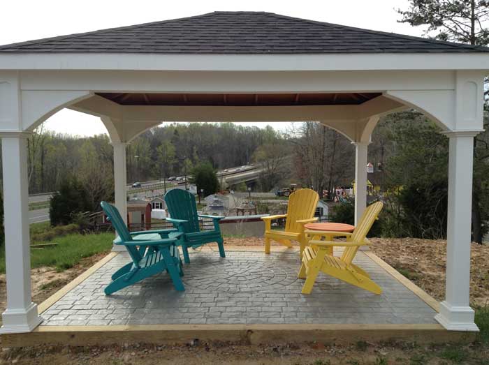 Channel — Gazebo with blue and yellow chairs in Woodbridge, VA