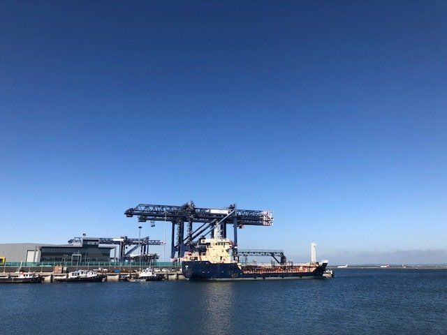 large ship at port
