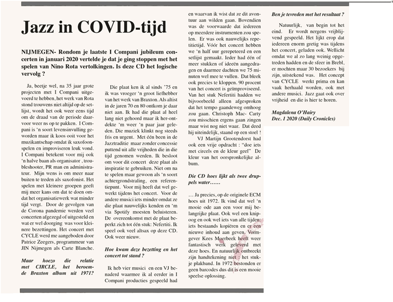 Jazz in Covid-tijd