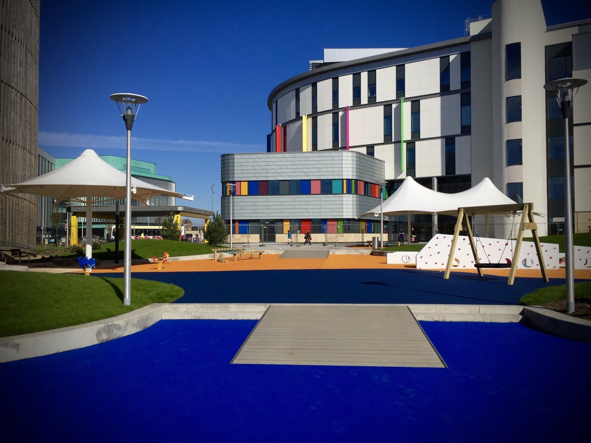 Full colour wet pour rubber surfacing Queen Elizabeth University Hospital Glasgow