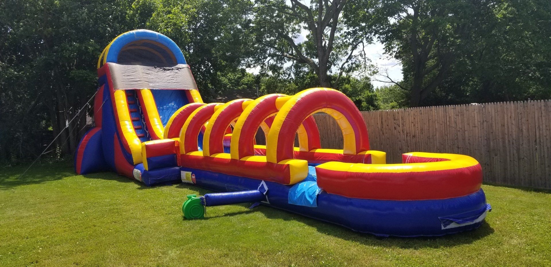 Tri-color slide with slip n slide and pool