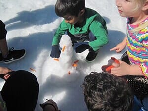 Children playing snow — Children's Center in Lakewood,, CA Children playing snow — Children's Center in Lakewood,, CA