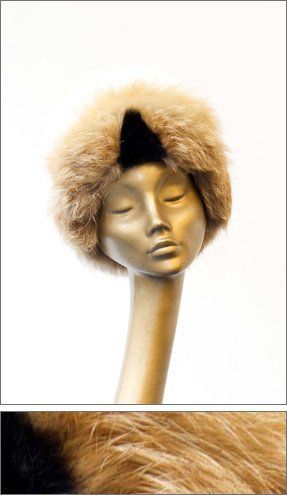 cream fur hat