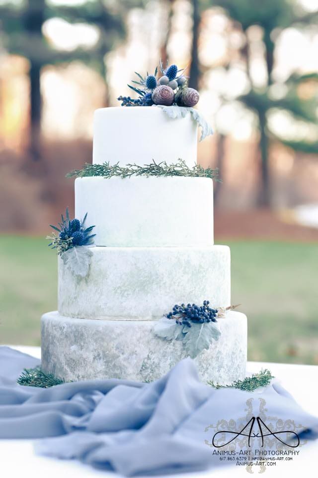 Wedding Cake With Leaves And Cherries — Beverly, MA — Flour(ish) Bake Shoppe