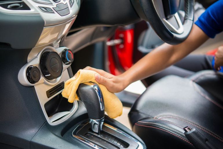 interior of a car being cleaned