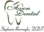Abyon Dental logo with tooth outline and the name Stephanie Burroughs, DDS