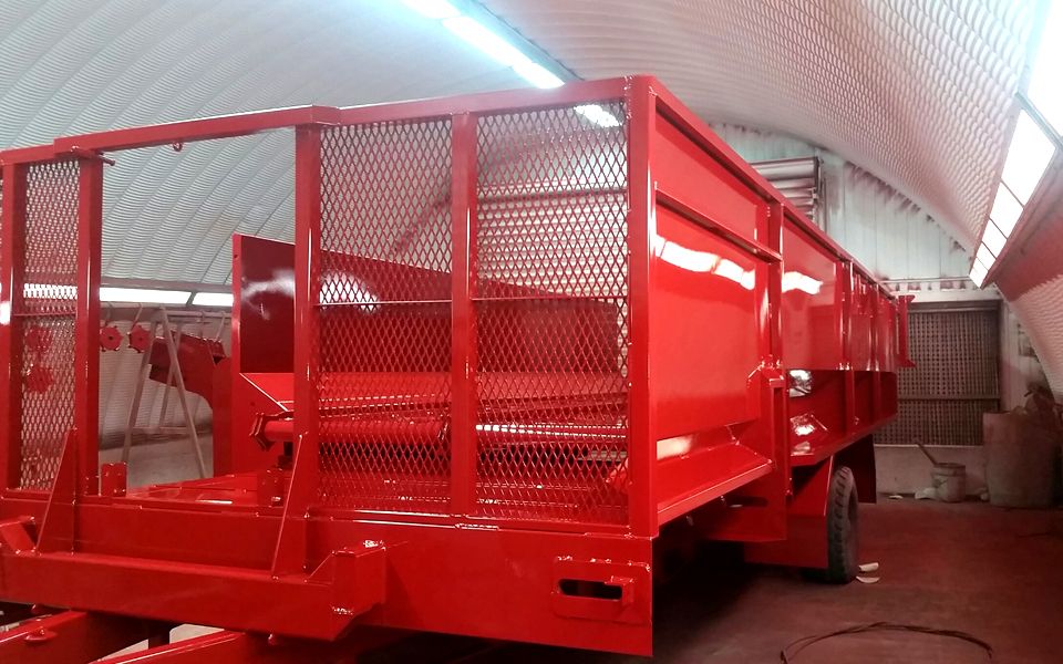 Red paint job on container