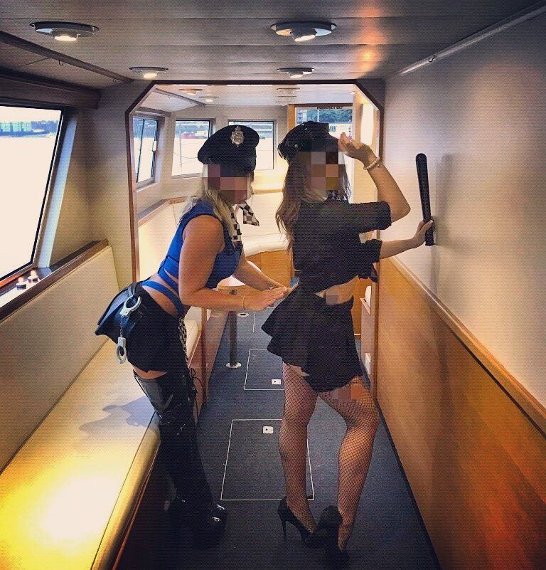 Party boat girls at stag party