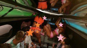 Female strippers onboard party bus in Cardiff