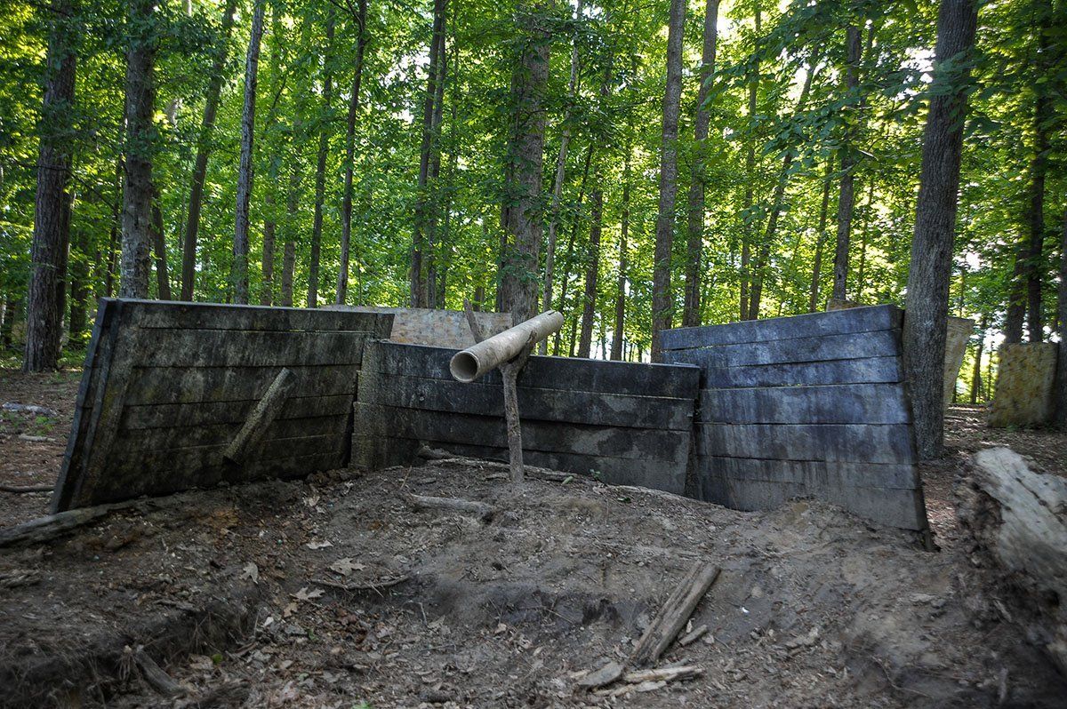 No Man's Land Field There is a cannon in the middle of the woods.