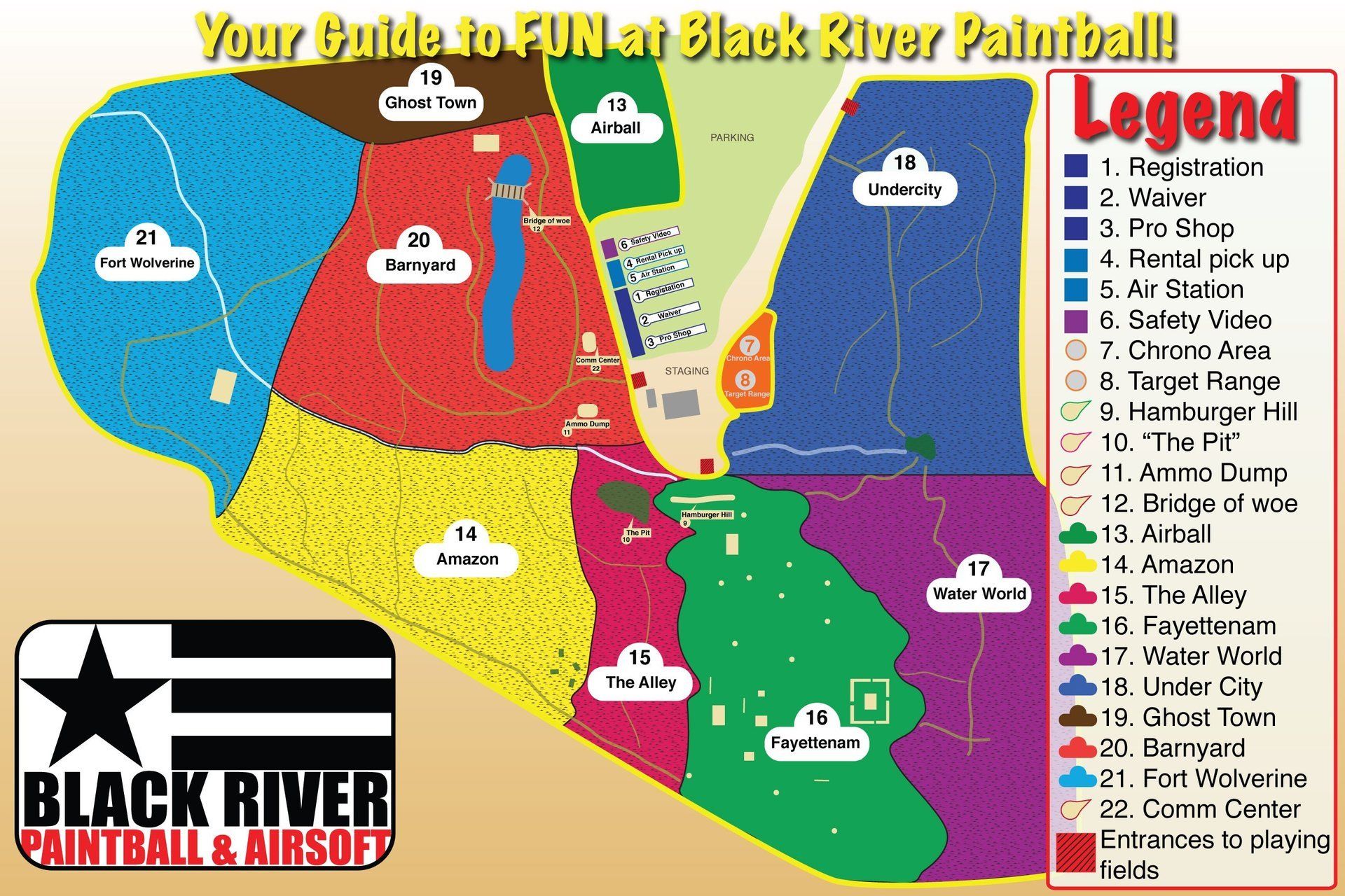 Black River Paintball Map A map of black river paintball and airsoft
