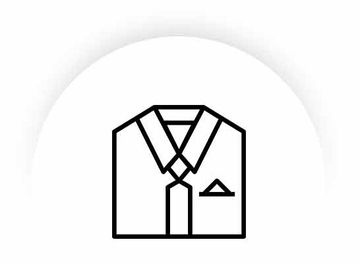 A black and white icon of a suit jacket with a tie and pocket square.