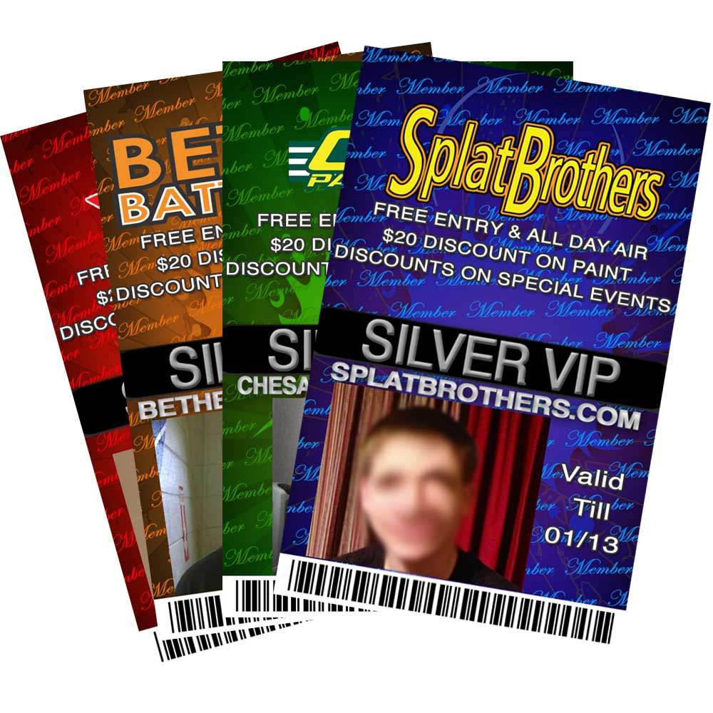 Membership Cards A stack of flyers for the splat brothers club