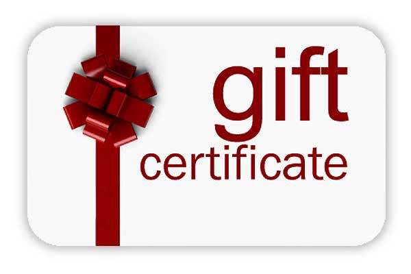 Gift Certificate Card A gift certificate with a red bow on it