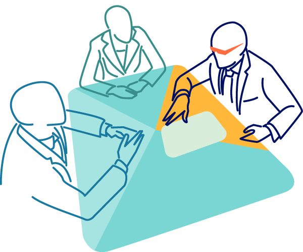 Business meeting with two business men and entrepreneur woman sitting around a table while the cool boss with shades communicates his strategy.