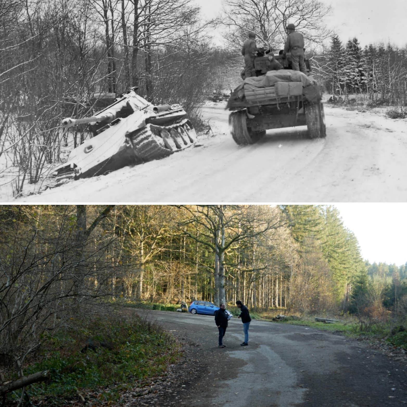 Battle of the Bulge Grandmenil 1945 Then & Now