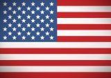 American flag with red and white stripes, blue field of white stars.