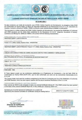 Certificado calidad WTK Wentinck ®