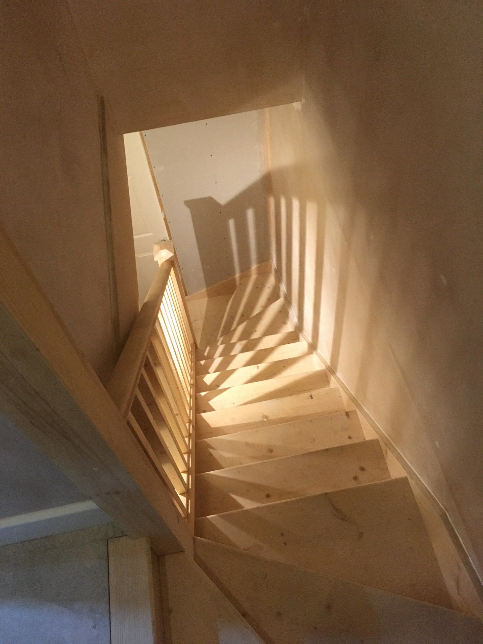 A handrail on a staircase.