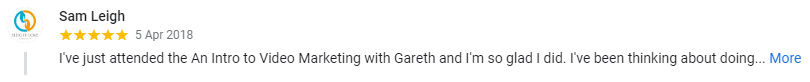 I've just attended the An Intro to Video Marketing with Gareth and I'm so glad I did. I've been thinking about doing some video marketing for a while but I did not have the confidence or knowledge to do it.
I feel like I am now able and knowledgeable enough to actually go for it and overcome my fears.
Thank you Gareth - it was awesome!!!